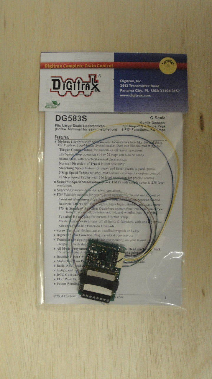 Digitrax DG583S 5-Amp Decoder with Screw Terminal for G-Scale Model Trains, Part # 245 - DG583S