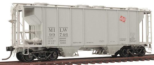 Kadee 8328 HO Scale PS-2 Two Bay Hoppers, MILW - Milwaukee Road #99746