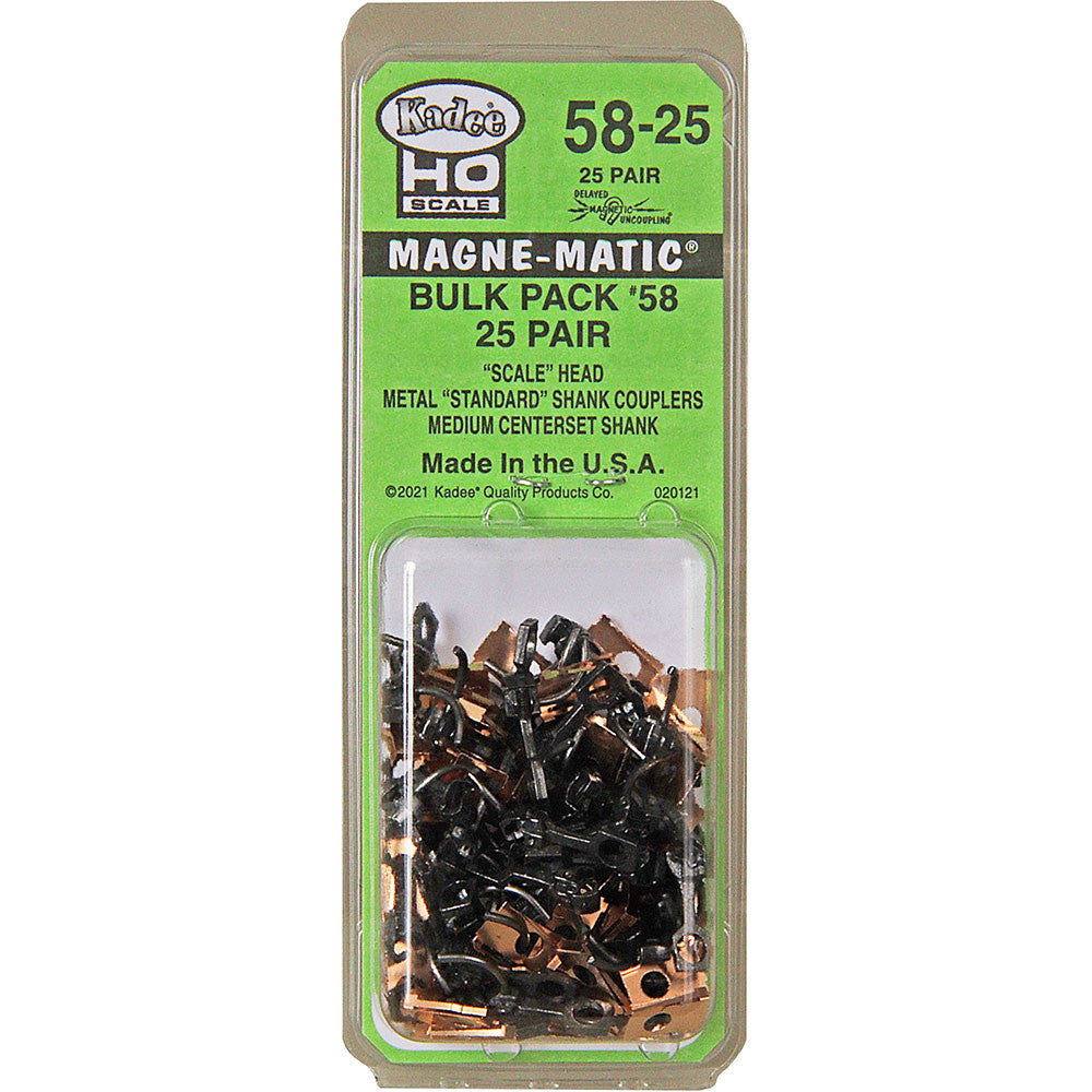 HO Scale Kadee #58 Knuckle Couplers - 25 Pairs, No Draft Gear Boxes, Replaces #12