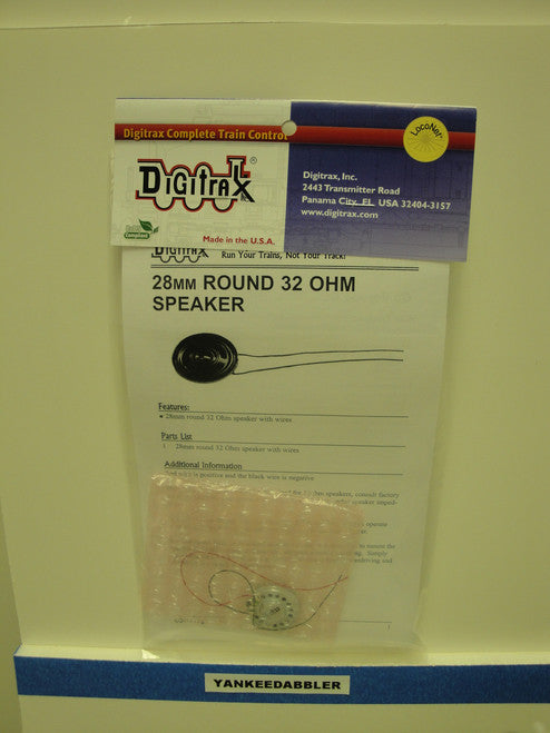 Digitrax 28mm 32 Ohm Round Speaker with Wire for All Model Scales