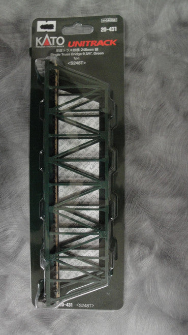 Kato 20-431 Unitrack 248mm (9 3/4 inches) Single Track Truss Bridge in Green Color for N Scale Model Railroads, Product Code 20431