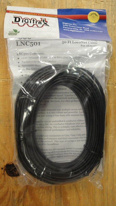 Digitrax 50-Foot LocoNet Cable LNC501 for All Scales, Part #245-LNC501