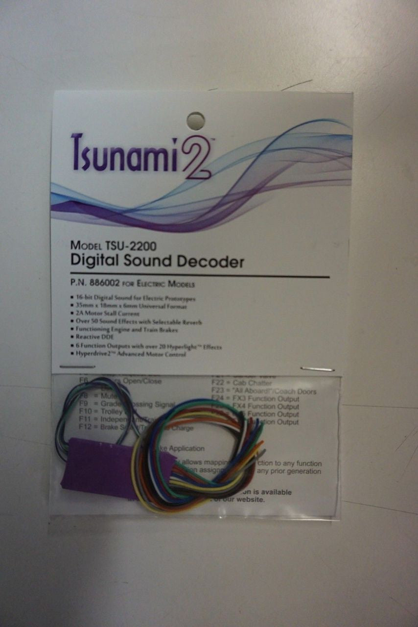 HO Scale 886002 Soundtraxx Tsunami 2 Universal 6 - Function Electric Digital Sound Decoder TSU - 2200 (2 Amp) - Part Number 678 - 886002