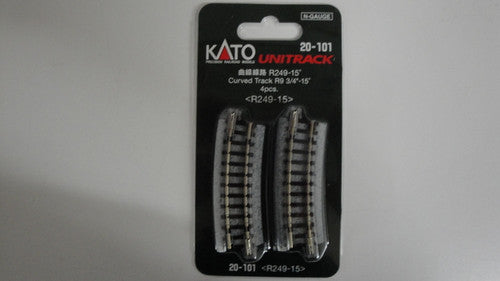 Kato 20101 N Scale Unitrack - 4 Pcs 249mm (9 3/4) Radius 15º Curve Track