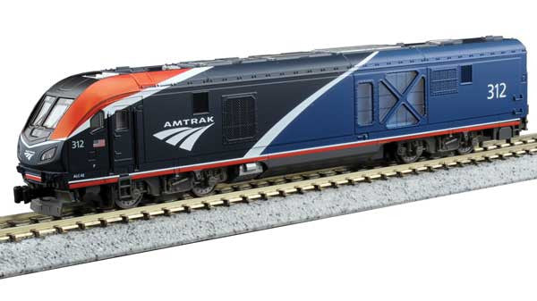 Kato N Scale Standard DC Siemens ALC - 42 Charger Amtrak #312 (Phase VII, 2 - Tone Blue, White, Red)