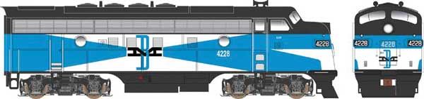 Bowser HO Scale Model Train - 24621 F3A B&M Boston & Maine Locomotive #4228 in McGinnis Design with Blue, White, and Black Colors, Featuring DCC & Sound Functionality