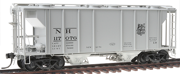 HO Scale Kadee 8634 PS-2 Two Bay Hopper Model Train Car of New Haven Line with Number #117076