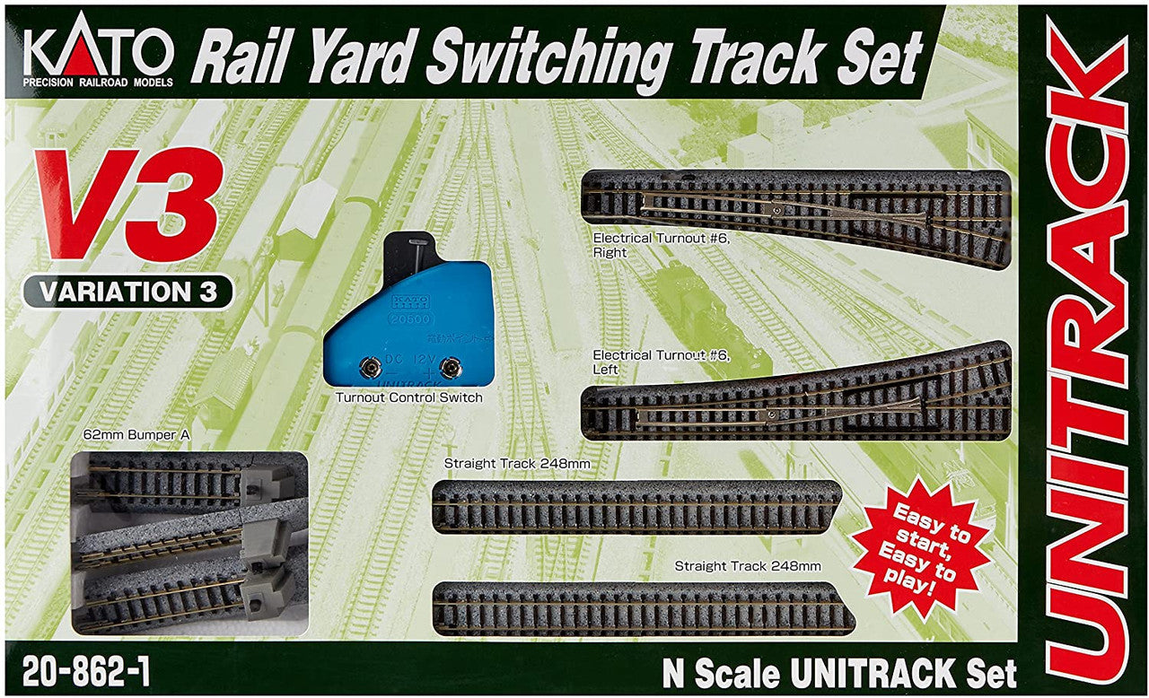 Kato N Scale V3 Rail Yard Switching Set Unitrack 20862