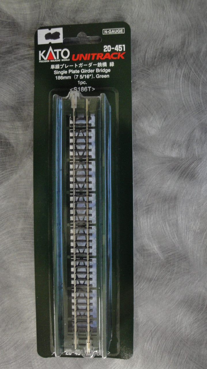 Kato N Scale Single Track Plate Girder Bridge - Model 20 - 451, 186mm (7 5/16 inches) in Green Color