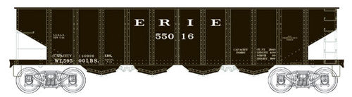 Bowser 41200 H21 Black HO Scale 4-Bay Hopper with Clamshell Doors - Erie #55016