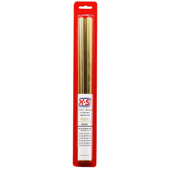 K&S Precision Small Round Brass Telescopic Tubing Assortment (12 Pieces)