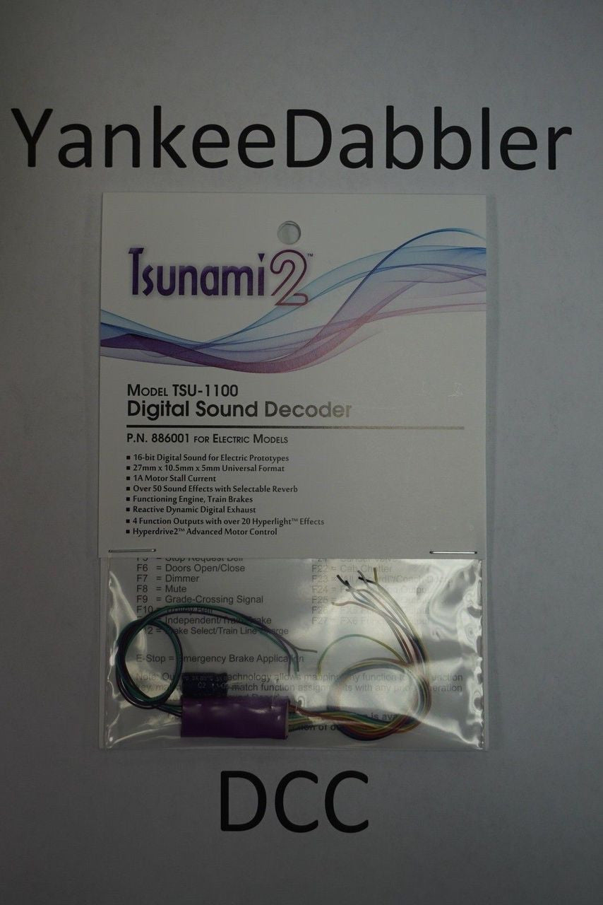 Soundtraxx Tsunami 2 Electric 4-Function Universal Digital Sound Decoder (TSU-1100, 1 Amp) for HO Scale Model Trains, Part # 678-886001