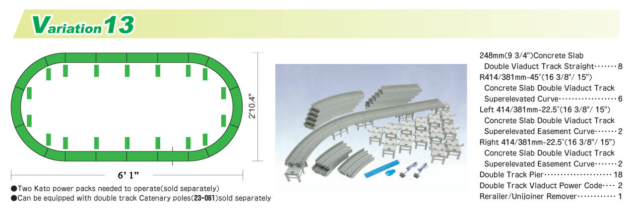 Kato N Scale 20-872 V13 Double Track Elevated Loop Set Unitrack Model Train Track Set